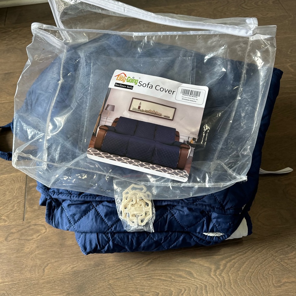 Navy Blue sofa  Cover format of 3 pics New with bag - Picture 12 of 12